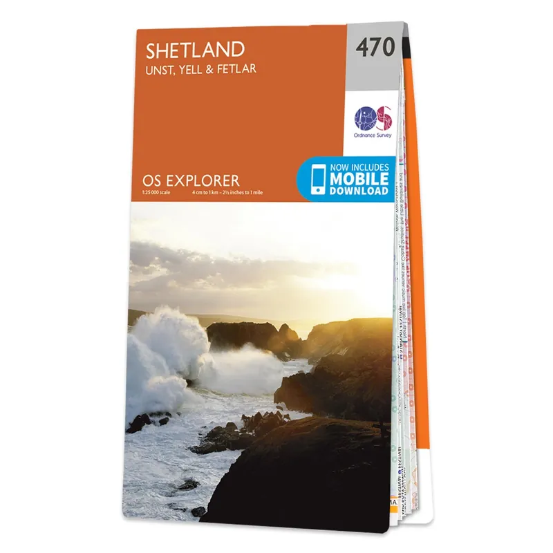 ORDNANCE SURVEY WANDELKAART EXPLORER 470 SHETLAND UNST YELL FETLAR (9780319247211) Beperkte Voorraad