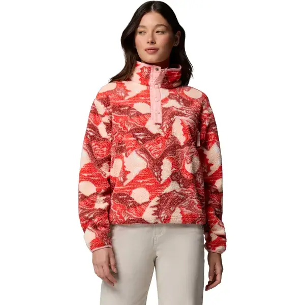 Actieprijs FleeceCOLUMBIAHELVETIA™ II PRINTED CROPPED HALF SNAP POPPY RED, SUNS