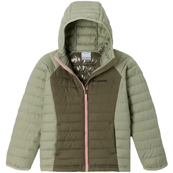 Fabrieksprijs Wandel donsjackCOLUMBIAGIRLS POWDER LITE HDD JKT STONE GREEN/SAFARI/PINK ORCHID