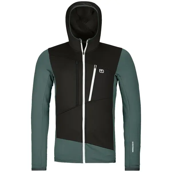 Toerski fleece truiORTOVOXFLEECE GRID HOODY DARK ARCTIC GREY Snelle Levering