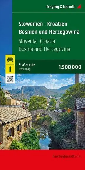 FREYTAG & BERNDT SLOVENIE,KROATIE,SERVIE,BOSNIE WEGENKAART (9783707924664) Beperkte Voorraad