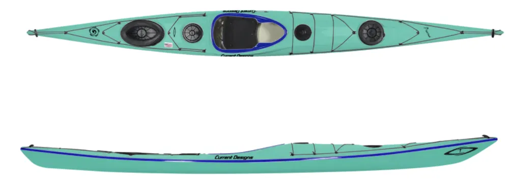 Huidige ontwerpen Prana LV Zeekajak met vin - Glasvezel - Aqua/blauw/aqua Nu Kopen