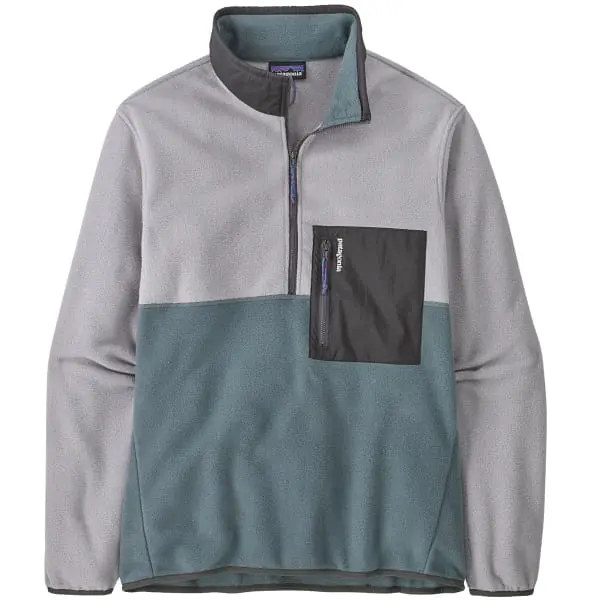 Lage Kosten Fleece truiPATAGONIAM‘S MICRODINI 1/2 ZIP P/O NOUVEAU GREEN W/SALT GREY
